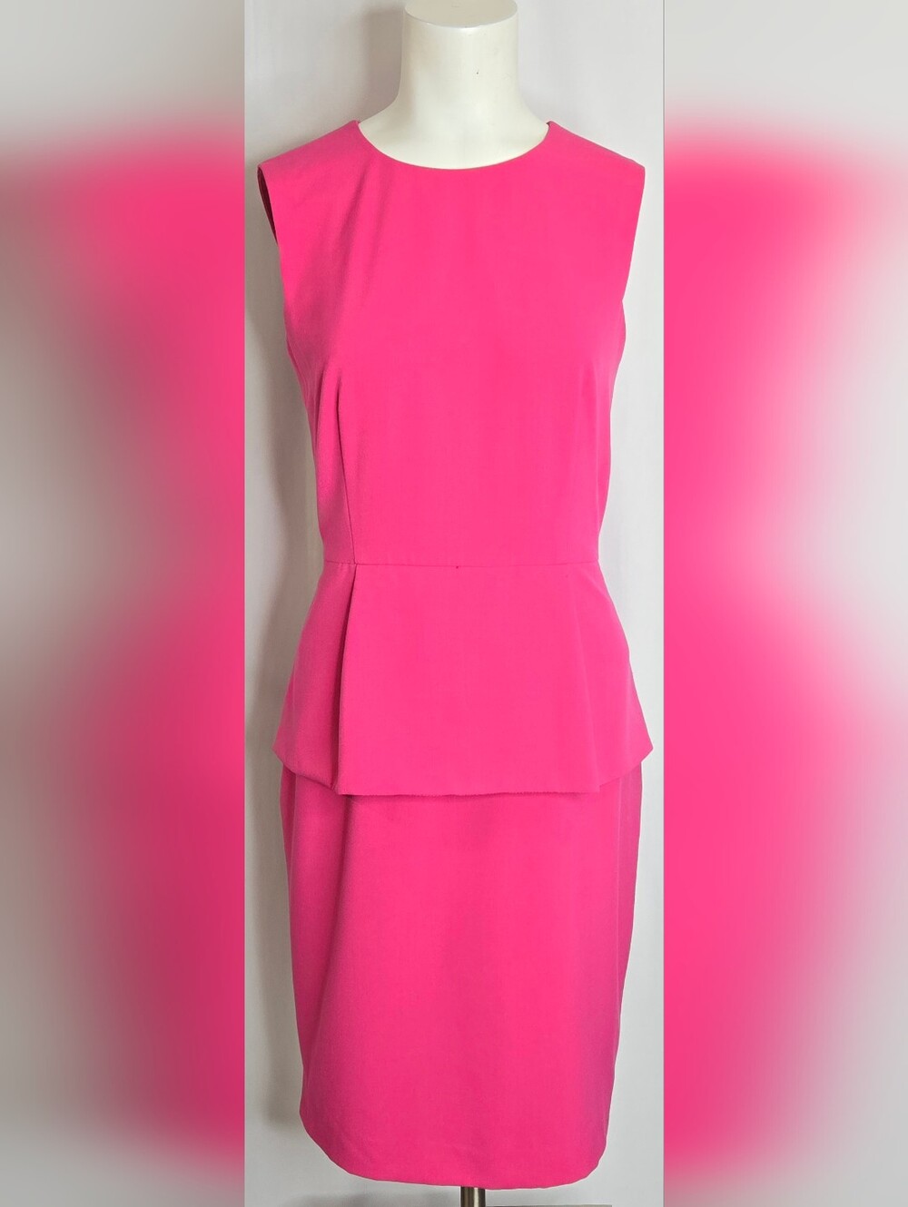 Calvin Klein Pink Sleeveless Peplum Sheath Wedding Guest Dress 8 NWOT